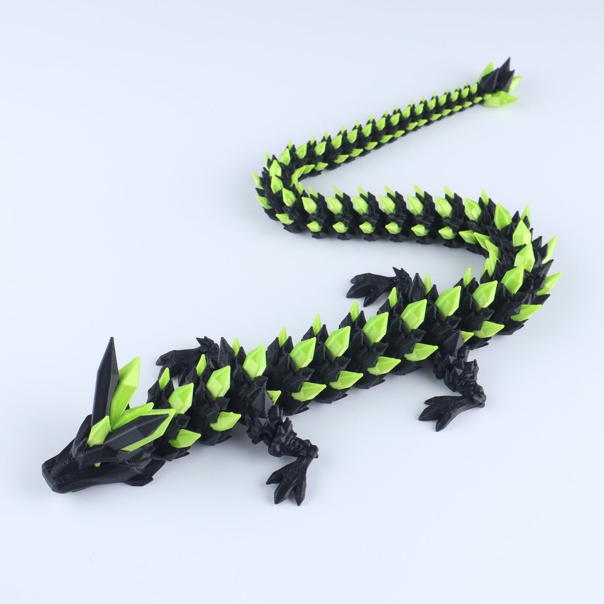 3D Printed Crystal Dragon Fidget Toy – Articulated Flexible Desk Toy | Small to XL