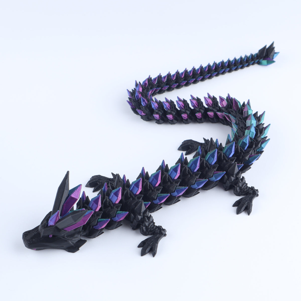 3D Printed Crystal Dragon Fidget Toy – Articulated Flexible Desk Toy | Small to XL