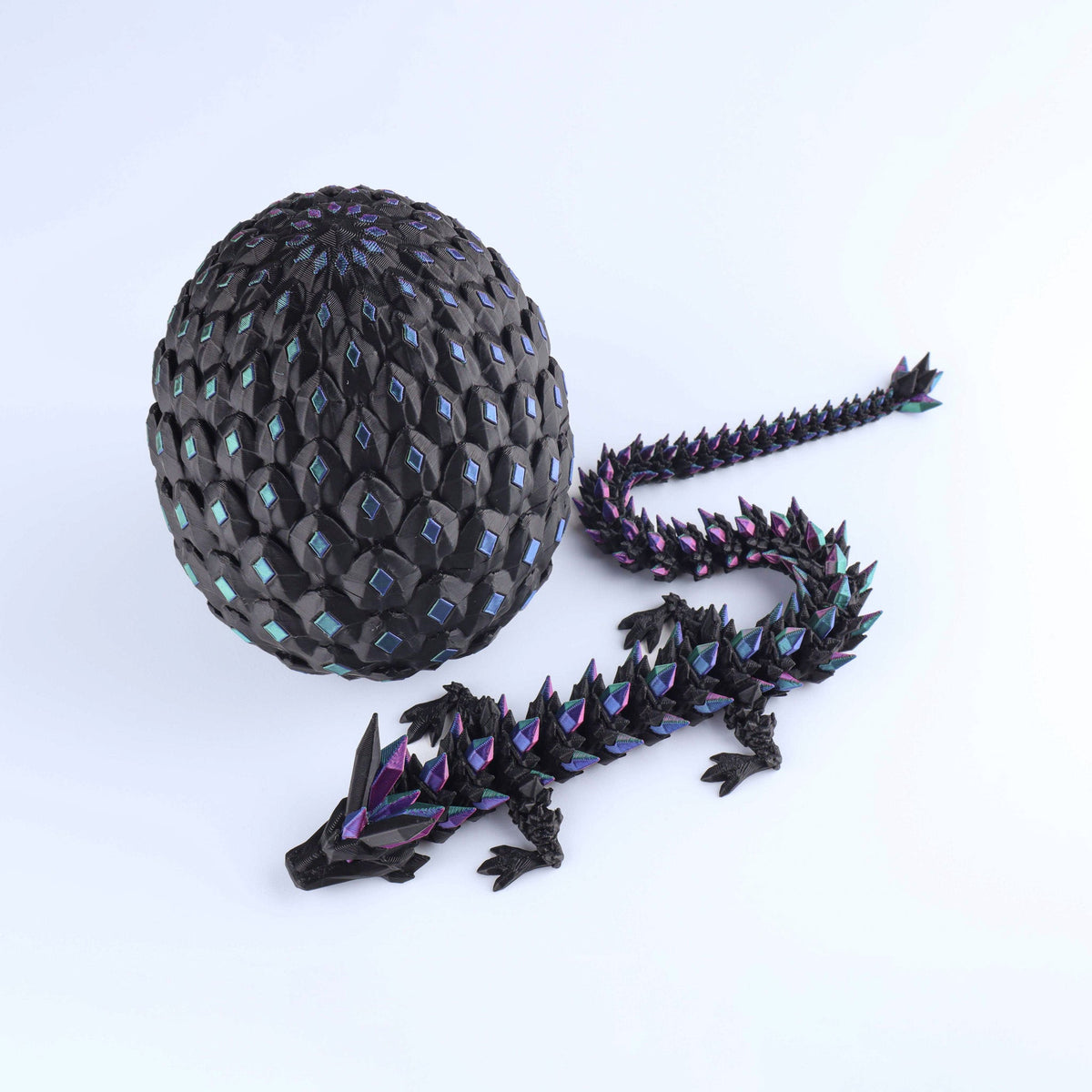 3D Printed Crystal Dragon Fidget Toy – Articulated Flexible Desk Toy | Small to XL
