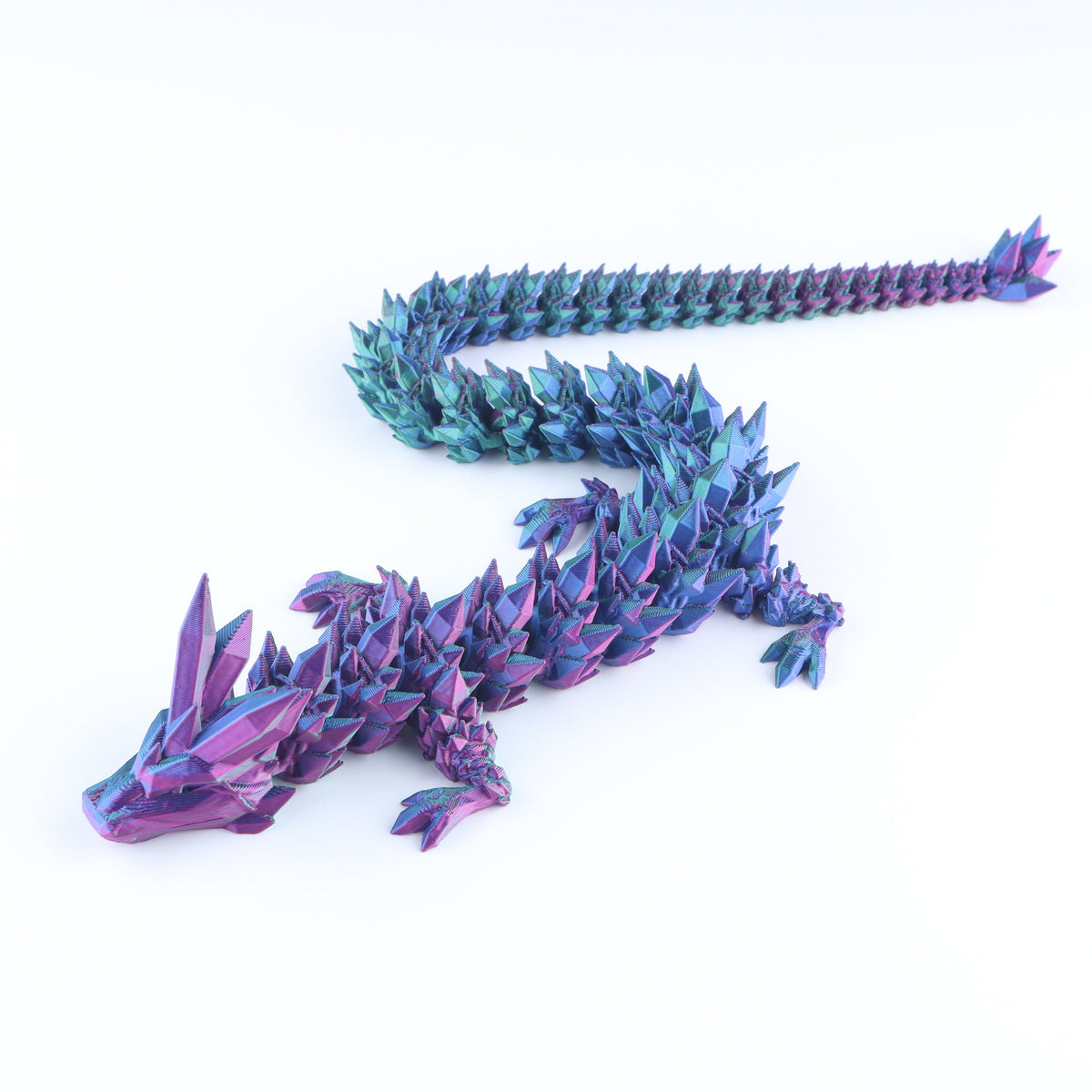 3D Printed Crystal Dragon Fidget Toy – Articulated Flexible Desk Toy | Small to XL
