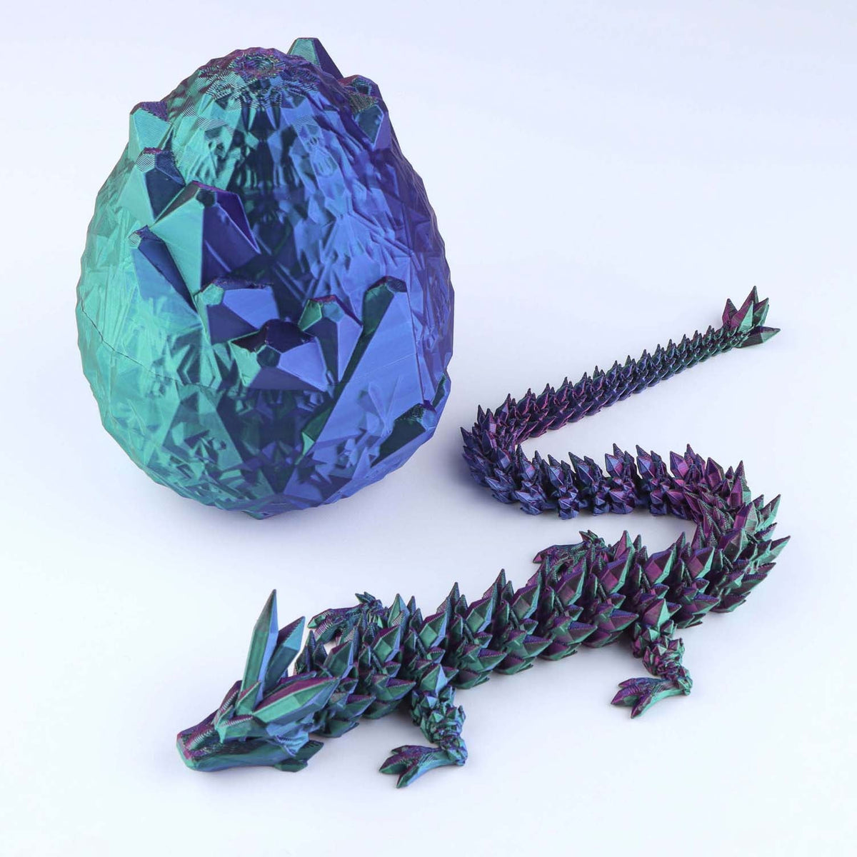 3D Printed Crystal Dragon Fidget Toy – Articulated Flexible Desk Toy | Small to XL