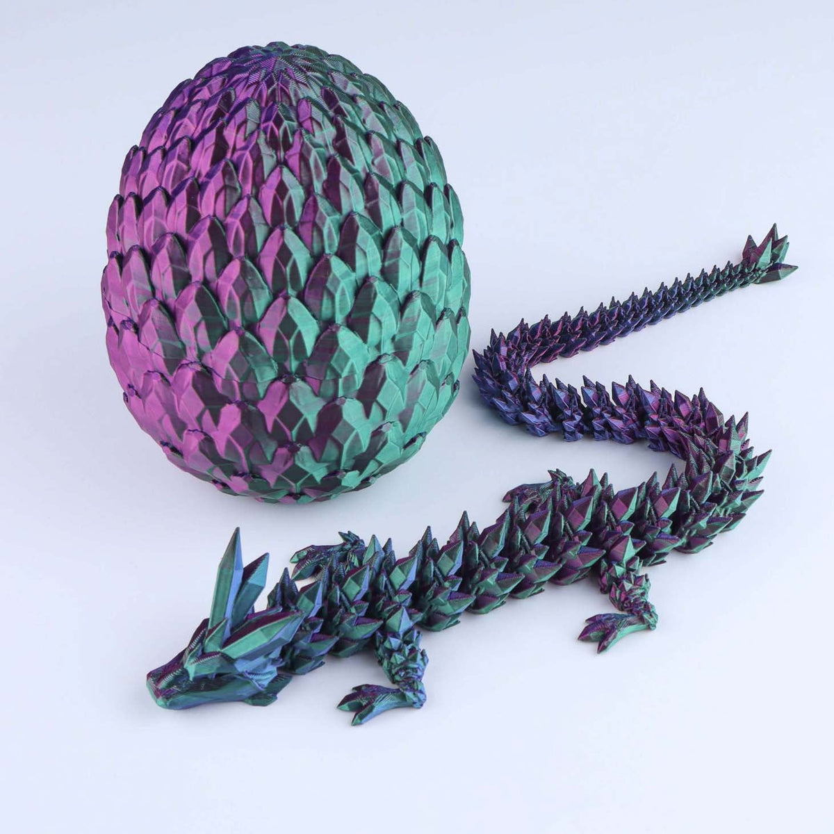 3D Printed Crystal Dragon Fidget Toy – Articulated Flexible Desk Toy | Small to XL