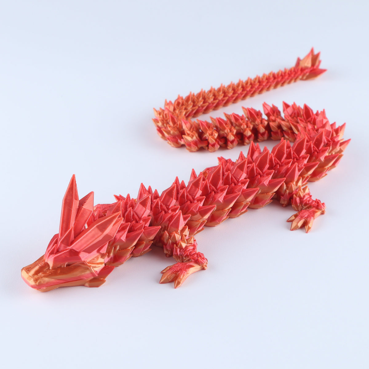 3D Printed Crystal Dragon Fidget Toy – Articulated Flexible Desk Toy | Small to XL