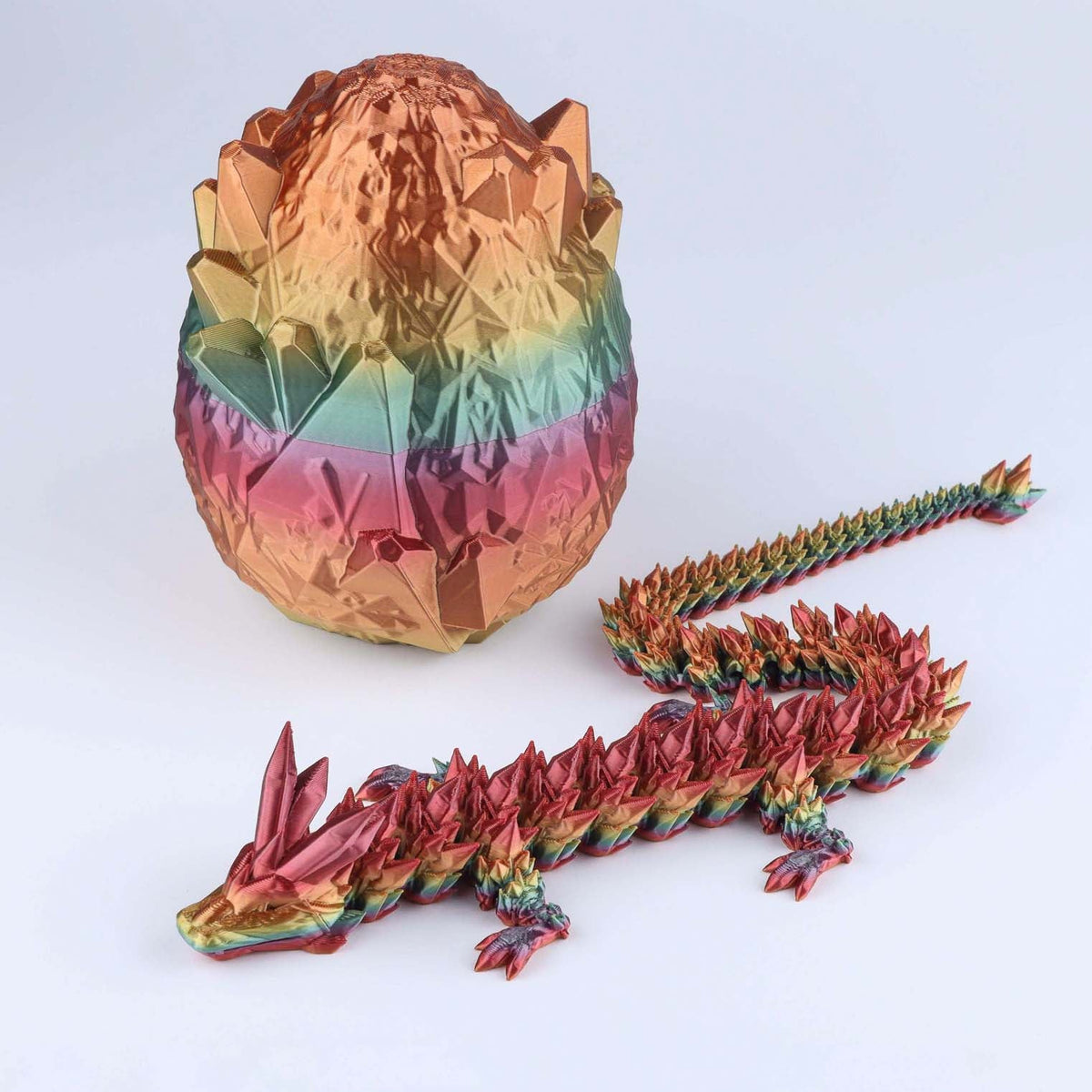 3D Printed Crystal Dragon Fidget Toy – Articulated Flexible Desk Toy | Small to XL