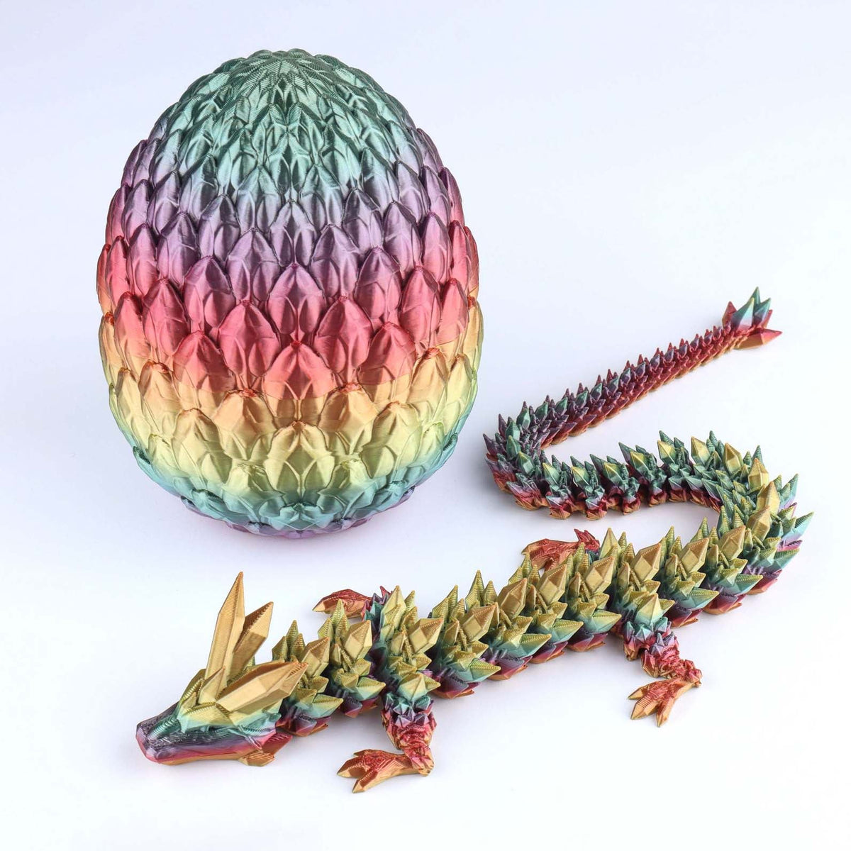 3D Printed Crystal Dragon Fidget Toy – Articulated Flexible Desk Toy | Small to XL