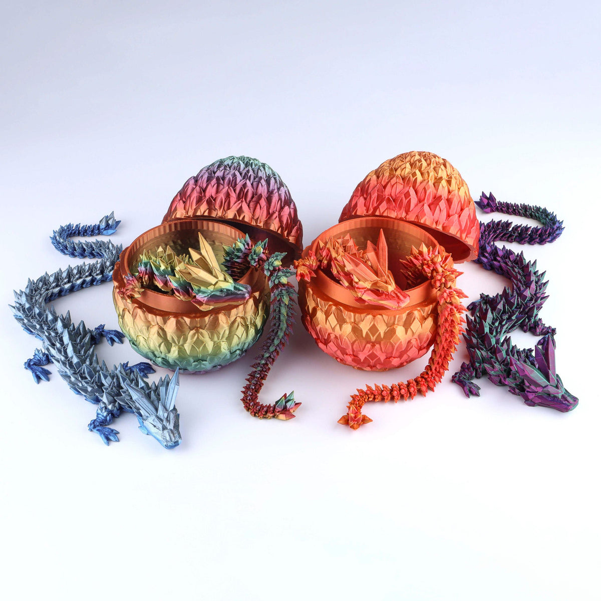 3D Printed Crystal Dragon Fidget Toy – Articulated Flexible Desk Toy | Small to XL