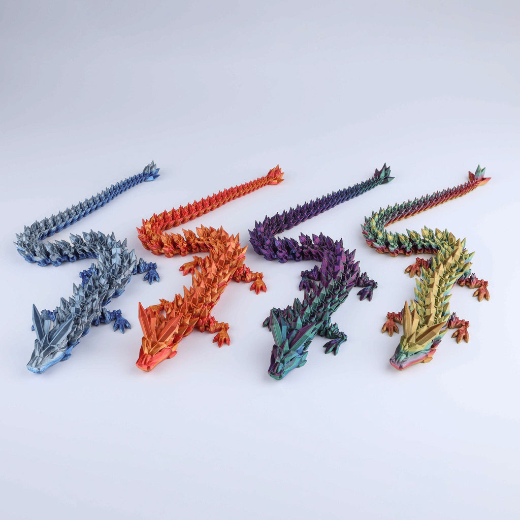 3D Printed Crystal Dragon Fidget Toy – Articulated Flexible Desk Toy | Small to XL