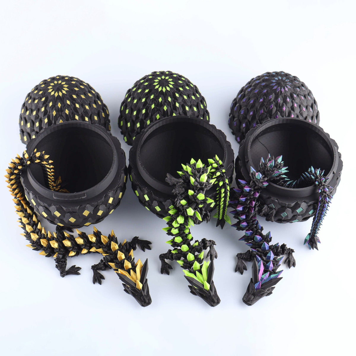 3D Printed Crystal Dragon Fidget Toy – Articulated Flexible Desk Toy | Small to XL