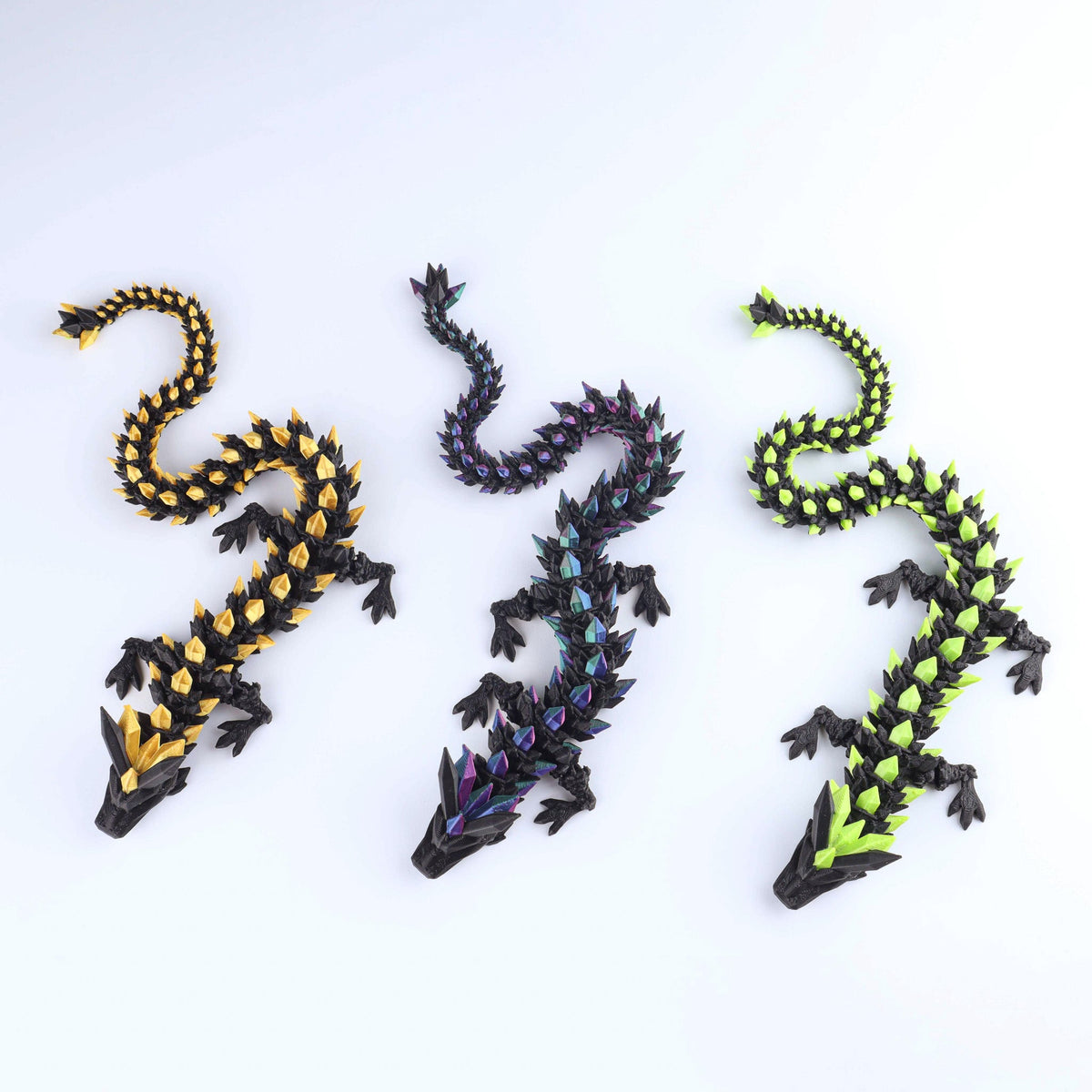3D Printed Crystal Dragon Fidget Toy – Articulated Flexible Desk Toy | Small to XL